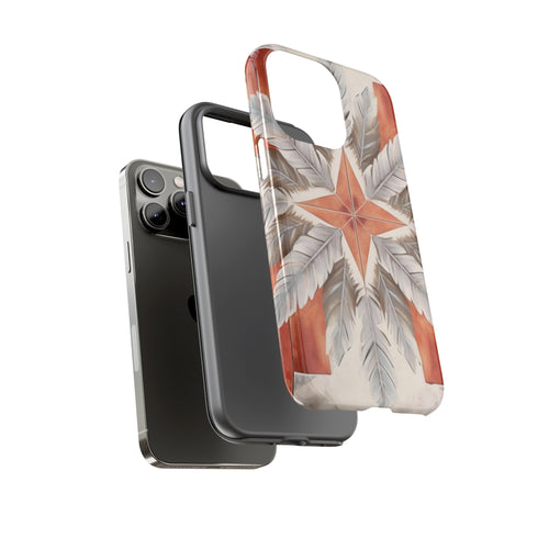 Silver Feather Compass - Impact Resistant Phone Case